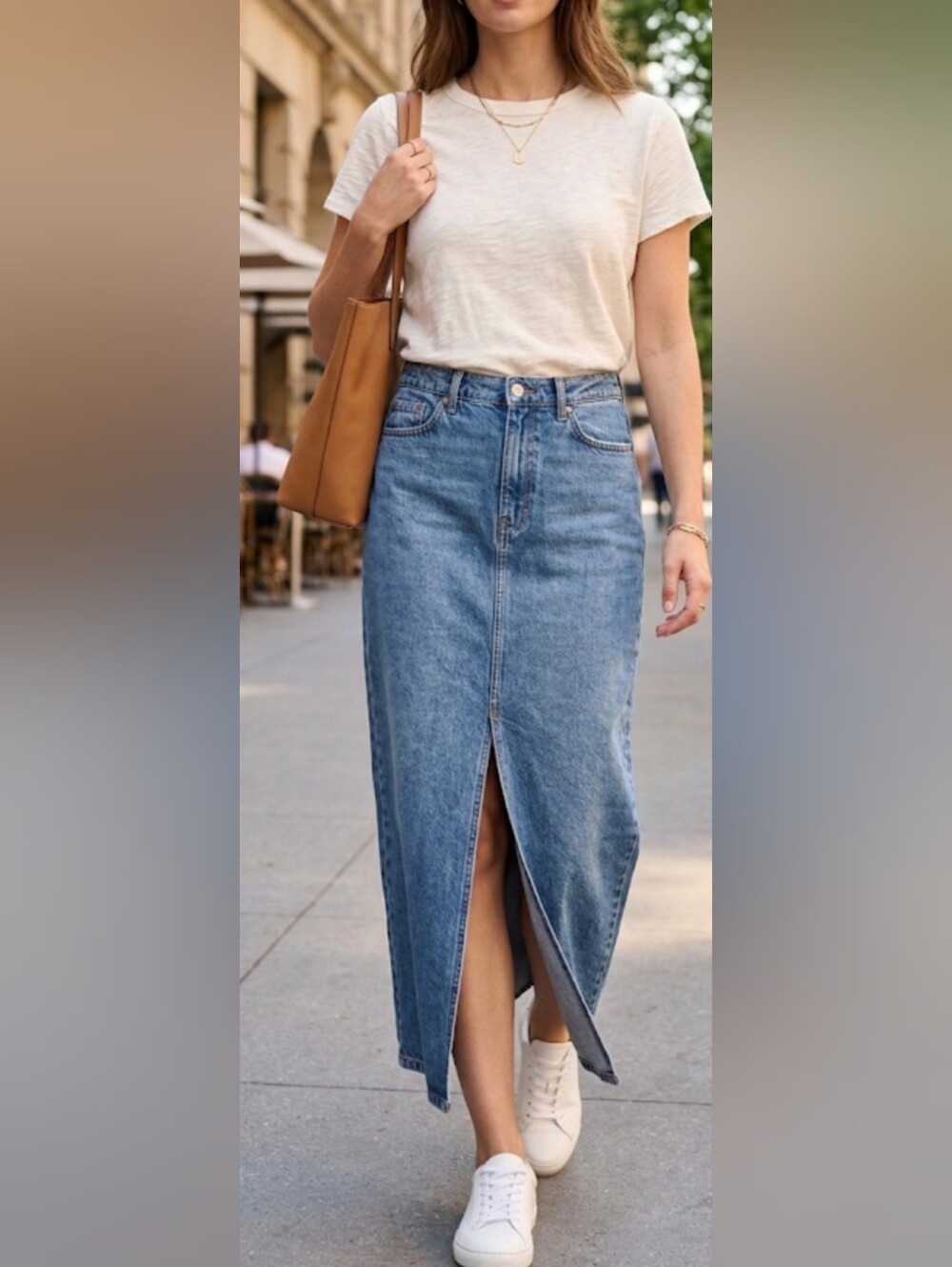 GAP Classic Front-Slit Denim Midi Skirt - Light Blue SZ 14